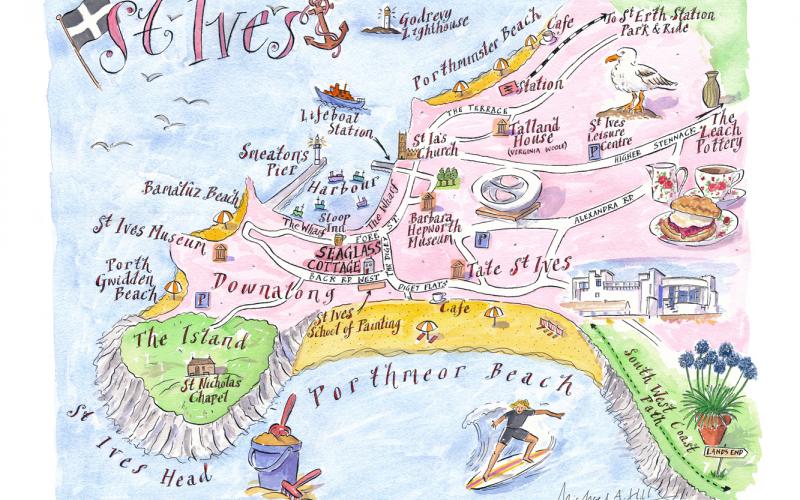 St Ives map for holiday letting company